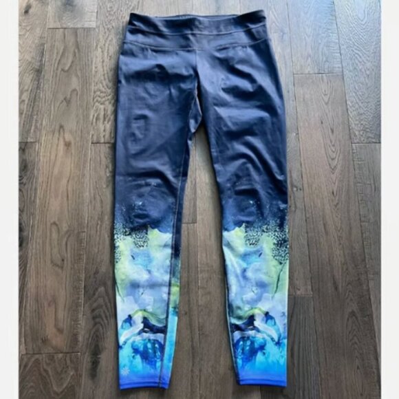 Athleta Mercury Sonar Watercolor Leggings Size S Yoga Pilates Athletic Tights - Picture 1 of 9
